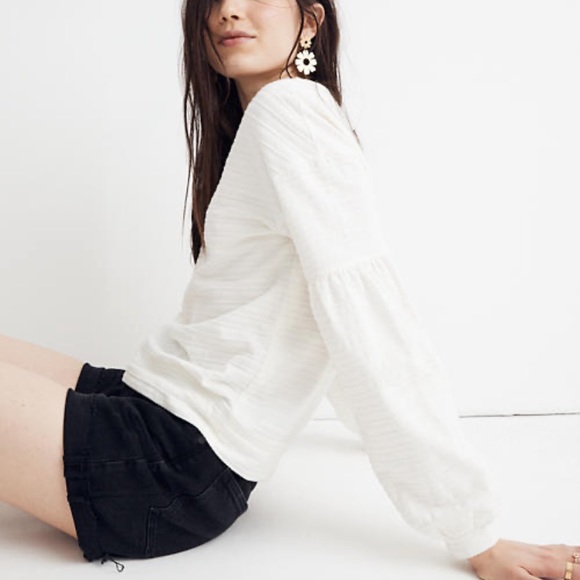 MADEWELL Texture and Thread Bubble Sleeve Top NWOT - Picture 8 of 9
